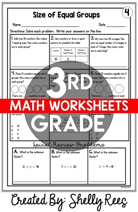 Printable 3rd grade math worksheets that are fun for students! This comprehensive list of math resources includes free printable worksheets for third graders. Print and use these worksheets with answers for topics like addition, subtraction, multiplication, fractions, telling time, and more! #3rdgrade #math Multiplication Fractions, Worksheets 3rd Grade, 4th Grade Math Worksheets, Teaching Printables, 3rd Grade Math Worksheets, Go Math, Fourth Grade Math, Printable Math Worksheets, Math Addition