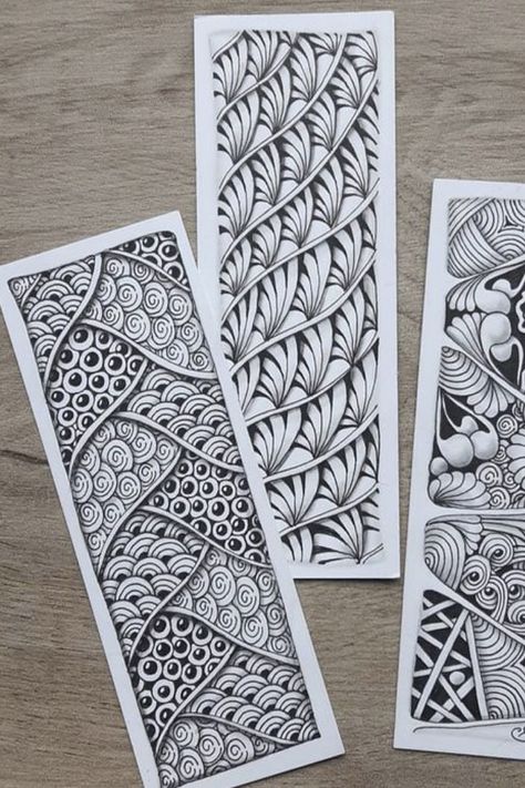 Loisirs créatifs adulte - marque-page en zentangle Modele Zentangle, Zantangle Art, Zen Doodle Patterns, Zen Tangles, Zentangle Artwork, Zen Doodle Art, Doodle Art Drawing, Mandala Art Lesson, Tangle Art