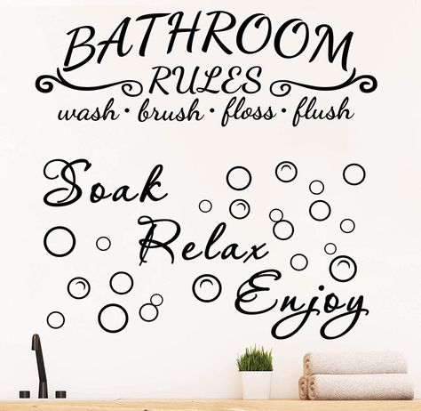 Mirror Ceramic, Bathroom Wall Decals, Bathroom Wall Stickers, Bathroom Decals, Kitchen Words, Tile Wood, Bathroom Rules, Vinyl Wall Quotes, Vinyl Quotes