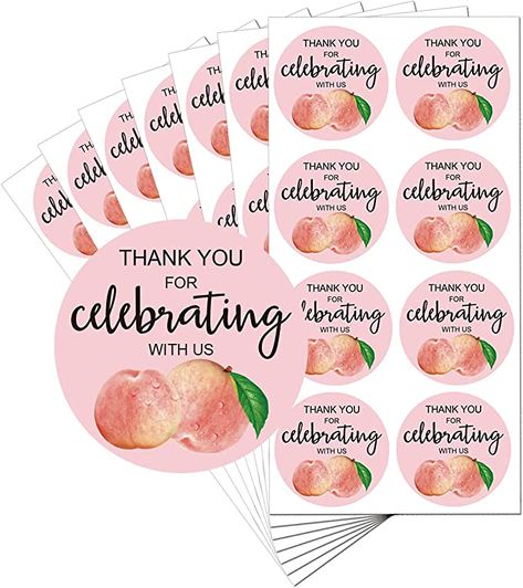 Peach Birthday Party, Peach Birthday, Peach Party, Popcorn Bags, Baby Shower Stickers, Thank You Stickers, Birthday Thank You, Party Favor Bags, Baby Gift Sets