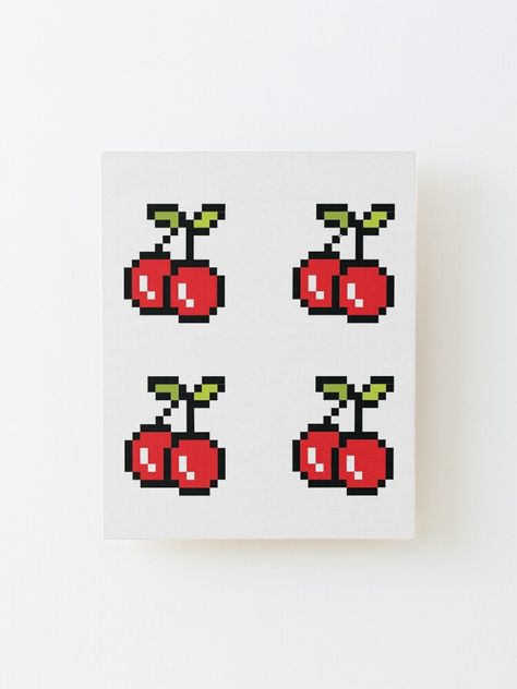 Wall-ready birch plywood print 1/4 inch (6mm) thick with rounded corners Wood grain may be visible through print Mount directly to the wall using 3M tabs Wood spacer helps print stand out 3/4 inch (2cm) from the wall. An adorable interpretation of the pixel art powerful cherries Wear the dress for a picnic. This design to work and doodle in the notebook at school! Cherry Pixel Art, Pixel Drawing, Minecraft Pixel Art, White Cherries, The Notebook, Stay Wild, A Picnic, Cherry Wood, At School