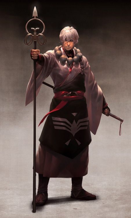 It is how the monk should looks like. Monk's robe and khakkhara - his sounding staff. Wizard Armor, Armor Clothes, Adam Lee, Jem Carstairs, Avatar 1, Forgotten Realms, Male Character, Call Of Cthulhu, Character Design Male