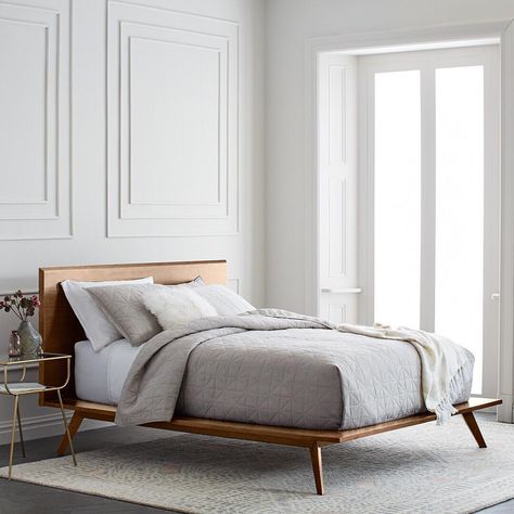 15.7k Likes, 153 Comments - west elm (@westelm) on Instagram: “Our new Arlo bed gives "beauty sleep" a whole new meaning. 😎 Shop it now with the link in bio.…” Idea Bilik Tidur, Reka Bentuk Bilik Tidur, Reka Bentuk Dalaman, Mid Century Bed, West Elm Bedding, Hiasan Bilik Tidur, Bed Platform, Mid Century Modern Bedroom, Contemporary Bed