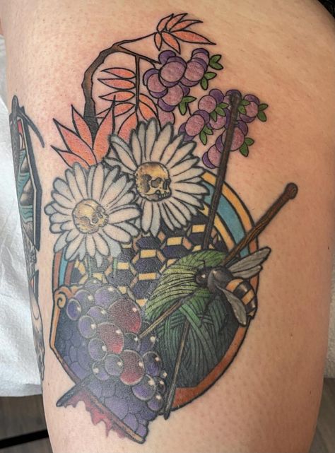 Pushing Daisies Tattoo, Daisies Tattoo, Pushing Daisies, Daisy Tattoo, Leaf Tattoos, Maple Leaf Tattoo, Flower Tattoo, Tattoo Ideas, Daisy