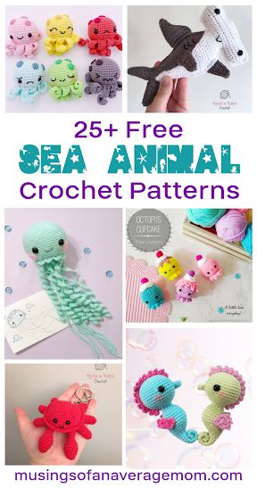 Mermaid Crochet Pattern Free, Mermaid Crochet Pattern, Kat Diy, Patterns For Kids, Octopus Crochet Pattern, Crochet Whale, Crocheted Jellyfish, Crochet Fish, Crochet Mignon