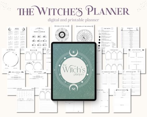 ✦ The Witch's Planner: Your Ultimate Guide to Magical Organization ✦ Unlock the secrets of effective magical practice with The Witch's Planner, the essential tool for modern witches. This beautifully designed planner seamlessly blends practical planning with spiritual guidance, helping you stay organized while enhancing your witchcraft. Perfect for witches of all levels, The Witch's Planner includes moon phase tracking, Sabbat celebrations, spell and ritual logs, tarot journal sheets and much more. FEATURES:  ✦ Daily, Weekly, and Monthly Planning:  Stay on top of your daily tasks while integrating your spiritual practices. ✦ Moon Phase Calendar, Guide, And Tracker:  Align your spells and rituals with the lunar cycle for maximum potency. ✦ Wheel Of The Year, Sabbat Celebrations:  Informatio Tarot Journal Ideas, Spell Journal, Journal Astrology, Astrology Wheel, Witch Planner, Tracking Journal, Witchy Planner, Journal Sheets, Tarot Journal