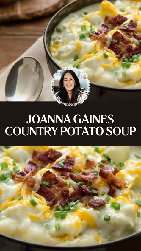 Joanna Gaines Country Potato Soup Joanna Gaines Potato Soup, Potato Soup With Celery And Onion, Potato Soup With Rivals, Country Potato Soup, Quick Potato Soup, Oven Dinners, Russet Potato Recipes, Joanna Gaines Recipes, Creamy Soup Recipes