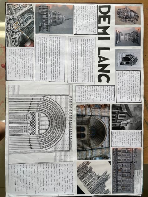 Artist study 1 Demi Lang Art, A Level Art Sketchbook Architecture, A Level Mood Board, Architecture Title Page, Gcse Art Sketchbook Title Page, Artist Research Page A Level, Places And Spaces Gcse Art, Ceramic Portfolio, Gcse Architecture