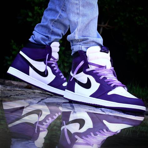 Black Jordans Outfit, Court Purple Jordan 1, Jordan 1 High Court Purple, Air Jordan 1 Court Purple, Air Jordan 1 Outfit, Nike Air Jordan Shoes, Jordan Outfit, Nike Shoes Girls, Black Jordans