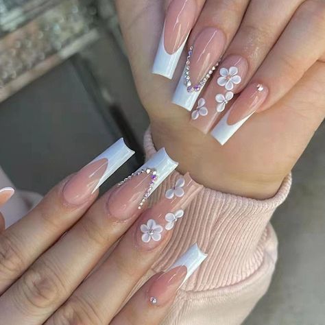 Coffin French, Unghie Sfumate, Nail Length, Acrylic Nails Coffin, Square Acrylic Nails, Dream Nails, Pretty Acrylic Nails, False Nail, Best Acrylic Nails