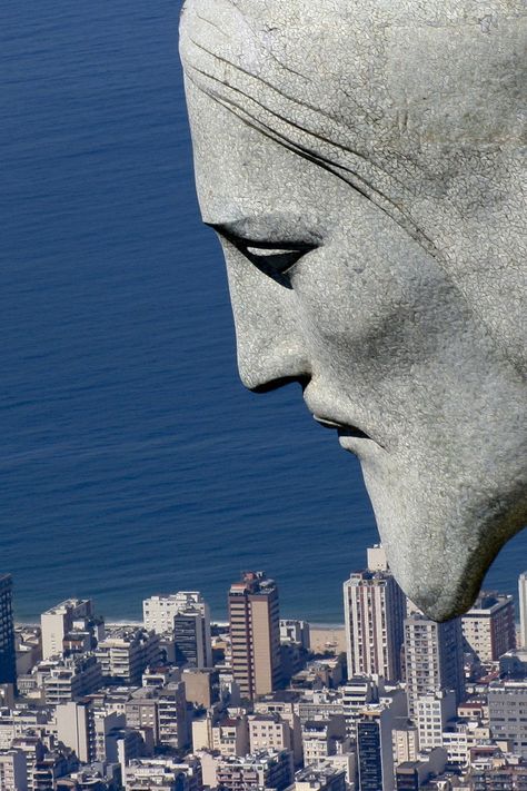 Face of Cristo Redentor - Rio de Janeiro, Brazil Christ The Redeemer Statue, Magic Places, Christ The Redeemer, Places Around The World, Wonderful Places, Travel Around The World, Belle Photo, Travel Around, Beautiful World