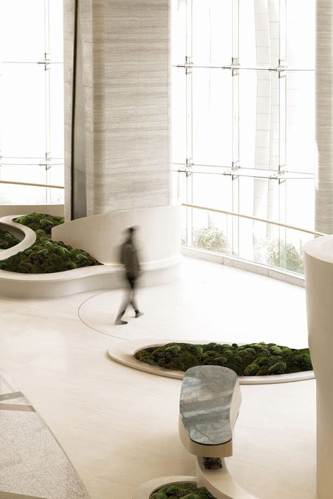 Nelson Chow Creates an Oasis of Calm in a Busy Shopping Center - Metropolis Zen Landscape, Japanese Zen Garden, Private Lounge, Vip Lounge, Garden Pavilion, Zhuhai, Japanese Zen, Public Sculpture, Curved Walls