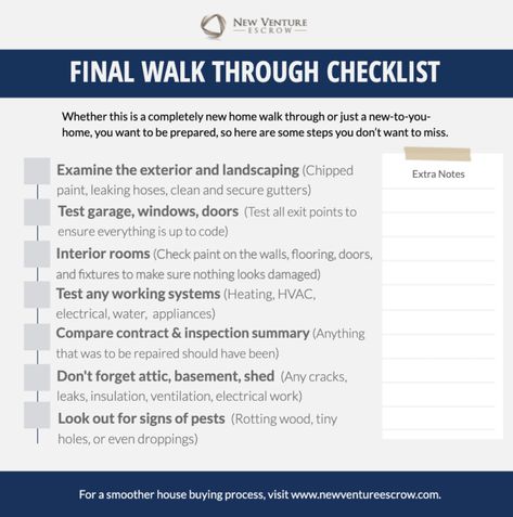 New Build Walk Through Checklist, Blue Tape Walk Through Checklist, Final Walk Through Checklist New Home, Final Walk Through Checklist, Checklist New Home, Escrow Process, New Home Checklist, Inspection Checklist, Home Fix