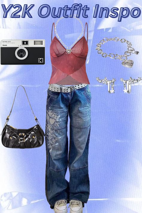 #y2k #y2koutfit #y2koutfitinspo #outfit #outfitinspo #filmcamera #y2kbracelet #y2kearrings #y2kshirt #y2kjeans #y2kbag #trendy #viral #pinterest Real Y2k Outfits, Simple Y2k Outfit, Y2k Party, Y2k Clothes, Y2k Jeans, Y2k Outfits, Party Girls, Film Camera, Concert Outfit