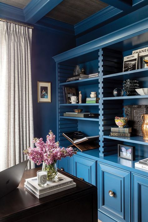 Alice Lane Interiors, Ceiling Drapery, Utah Style, Alice Lane, Library Wall, Library Shelves, Built In Bookcase, Coffered Ceiling, Built In Shelves