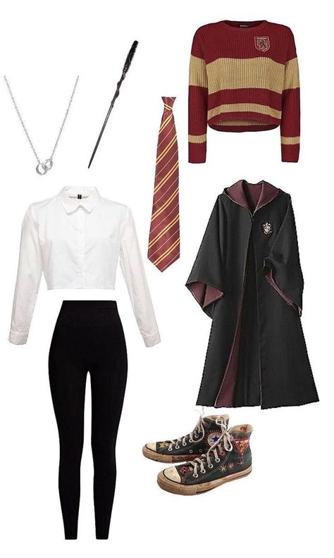 Harry Potter Clothes Gryffindor, Griffindor Outfits Uniform, Gryfinndor Outfit, Griffindor Outfits, Hogwarts Outfits Gryffindor, Gryffindor Outfit Aesthetic, Gryffindor Outfits, Harry Potter Uniform, Gryffindor Uniform