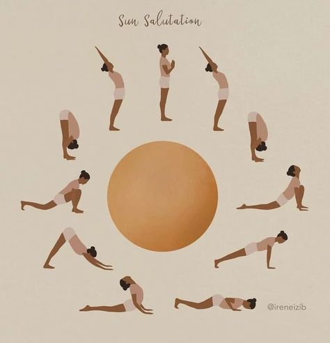 Yoga Sun Salutation, Pure Yoga, Sunrise Yoga, Yoga Love, Yoga Illustration, Surya Namaskar, Yoga Inspo, Yoga Pictures, Yoga Mantras