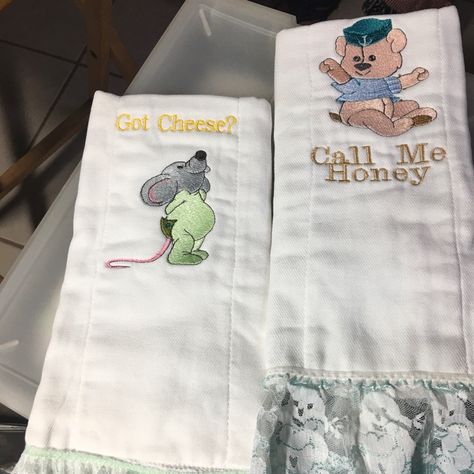 Precious Baby 2 Pcs Burp Cotton Clothes. Embroidered With Cute Animals And Funny Sayings Each Finished With Sweet Color Laces. Measures 22” Long X 13” Wide. Brand New. Embroidery Accessories, Cotton Clothes, Baby 2, Funny Sayings, Bibs, Kids Accessories, Baby Accessories, Funny Quotes, Cute Animals