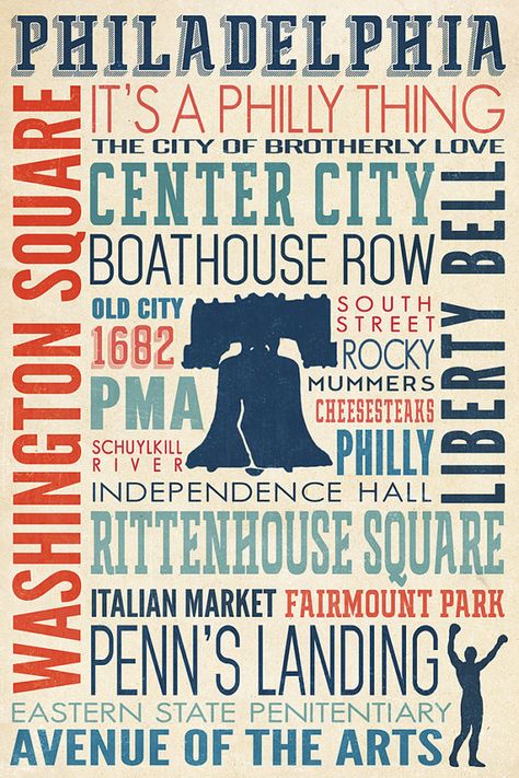 Philadelphia PA  Typography Art Prints by NightingaleArtwork