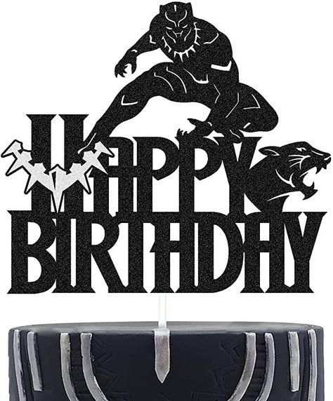 Happy Birthday Black Panther, Black Panther Cake Topper Printable, Black Panther Cake Topper, Black Panther Superhero, Black Panther Character, Moana Theme, 50th Birthday Quotes, Party Topper, Cake Printing