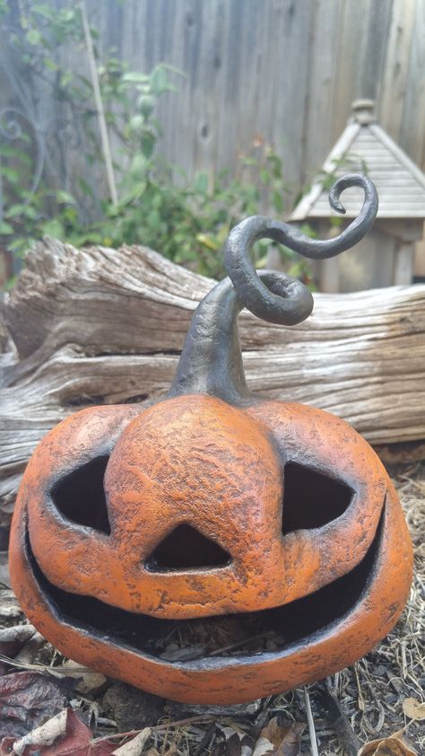 Primitive Folk Art Halloween Paper Mache Pumpkin "Penny Pumpkin" It's her first Halloween and she's so excited her stem has twirled up! I love her toothless grin! Halloween Paper Mache, Pumkin Decoration, Folk Art Halloween, Paper Mache Pumpkins, Samhain Halloween, Halloween Folk Art, Halloween Is Coming, Primitive Halloween, Halloween Doll