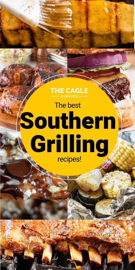 A collection of the BEST southern grilling recipes ever. I put together this list pulling all my favorites from over the years. Meats, sides, desserts, you name it. It's a big list. Bbq Recipes Sides, Southern Side Dishes, Grilling Guide, Barbecue Side Dishes, Southern Dinner, Classic Southern Recipes, Summer Bbq Recipes, Southern Breakfast, Bbq Side Dishes