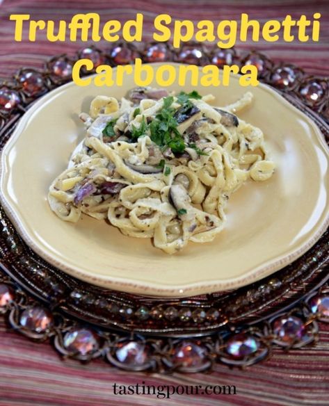 Truffle Oil Recipes, Spaghetti Carbonara Recipe, Truffle Pasta, Butter Pasta, Carbonara Recipe, Bryn Mawr, Carbonara Pasta, Wine Pairings, Spaghetti Carbonara