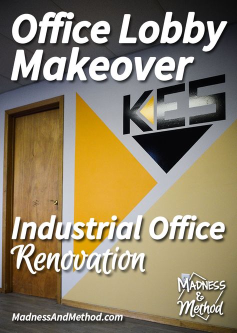 Today we're discussing the office lobby makeover of an industrial office renovation.  Let's check out the before and after pictures! Home Office Paint Ideas, Office Design Diy, Modern Industrial Office, Industrial Office Decor, Office Training, Diy Office Decor, Office Paint, Home Office Decorating Ideas, Industrial Office Design