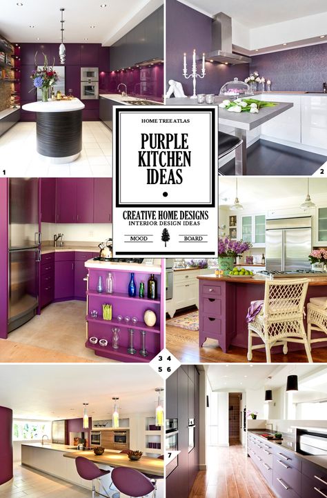 Purple kitchen walls and decor ideas Dark Purple Kitchen, Purple Kitchen Ideas, Purple Kitchens, Enchanted Kitchen, Bedroom Colors Purple, Purple Kitchen Walls, Purple Kitchen Cabinets, Purple Houses, Purple Kitchen Decor