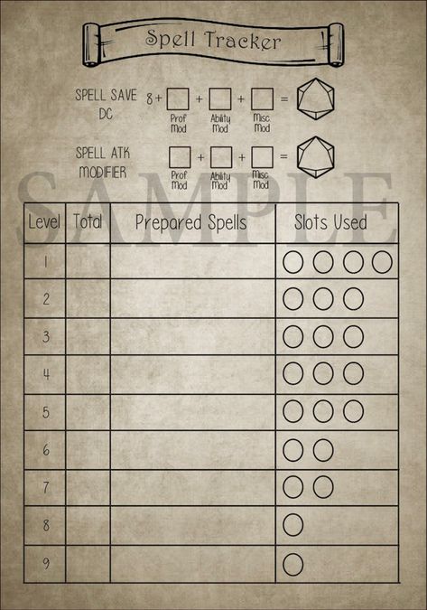 Spell Tracker, Spell Slot Tracker, Dnd Spell Cards, Dnd Wizard, Small Picture Frame, 30 Day Art Challenge, Dnd Character Sheet, Small Picture Frames, Dungeon Master's Guide