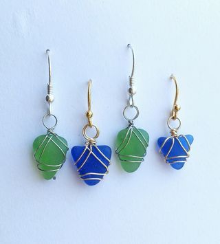 Sea Glass Jewelry Diy, Sea Glass Diy, Diy Wire Earrings, Earrings Ideas, Beachglass Jewelry, Sea Glass Crafts, Sea Glass Earrings, Wire Wrapping Stones, Wire Work Jewelry