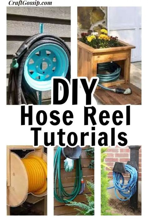 11 DIY Rose Reels You Can Make For Your Garden – Home and Garden Kids Cupboard, Garden Hose Hanger, Salvaged Door, Garden Hose Storage, Recycled Door, Garden Hose Holder, Hose Hanger, Garden Hose Reel, Stripping Paint