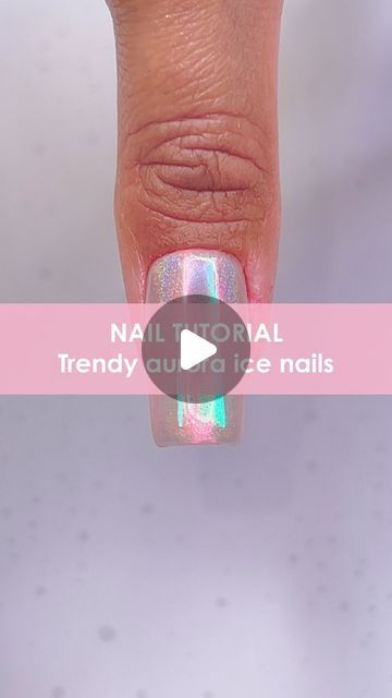 How To Holographic Nails, Aurora Glass Nails, How To Use Chrome Powder On Nails, Aurora Nails Tutorial, Aurora Nails Design, Aurora Chrome Nails, Nails Efecto Aurora, Silver Chrome Nail Art, Crom Nails