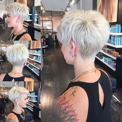 For all those inquiring here is the full 360 view of my pixie by @jessattriossalon ❤️❤️ #nothingbutpixies #platinumpixie… Short Updo, Edgy Pixie Hairstyles, Hair Cuts 2017, Edgy Pixie, Updo Hairstyles, Short Pixie Haircuts, Short Hairstyle, Short Blonde, Haircuts For Fine Hair