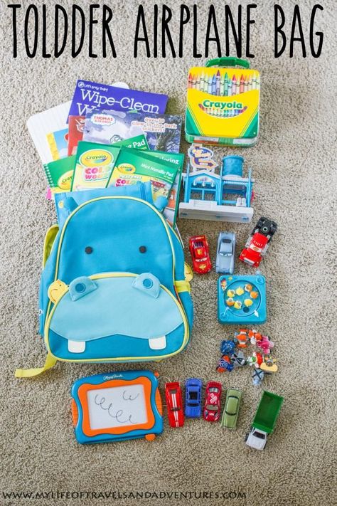 Traveling with a toddler is always an adventures.  We used the items in this travel bag on two flights and during a 6 day vacation to keep our toddler happy and entertained.. Toddler Travel Bag, Airplane Bag, Traveling With A Toddler, Flying With A Toddler, Airplane Activities, Flying With Kids, New York Vintage, Toddler Travel, Busy Bags