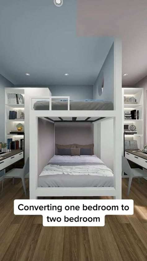 Converting one bedroom to two bedroom 💯 in 2022 | Small room design bedroom, Bedroom makeover, Small room design Small Bedroom Inspiration, Small Room Design Bedroom, Living Room Designs Small Spaces, Living Room Living Room, Kids Interior Room, Small Room Design, Ideas Living Room, Living Room Tv Wall, Room Design Bedroom