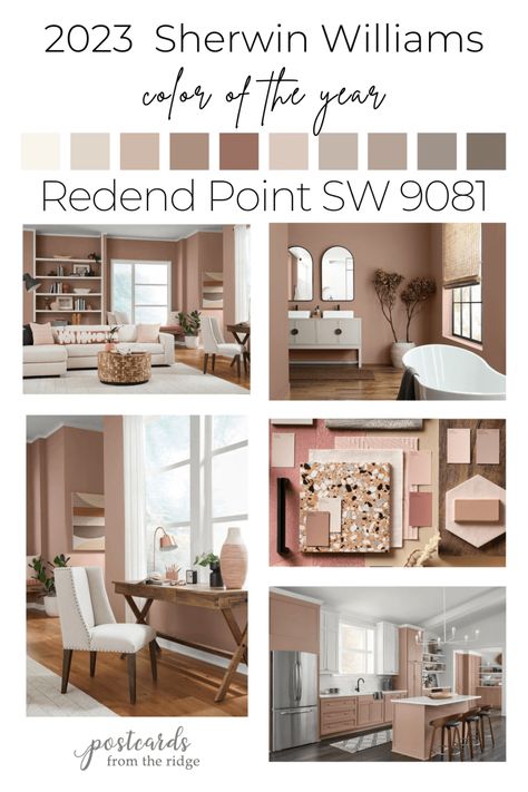 Sherwin Williams 2023 Color of the Year Redend Point - Hit or Miss? - Postcards from the Ridge Redend Point Furniture, Sw Reddened Point, Sherwin Williams Reddened Point, Redend Point Nursery, Sherwin Williams Redend Point Bedroom, Interior Paint 2023 Trends, Sw Redend Point Bedroom, Redend Point Office, Likable Sand Sherwin Williams