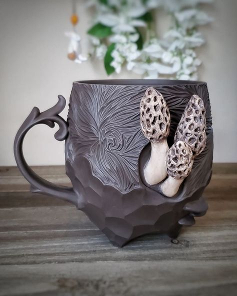 Ceramic Mushroom Mug, Mushroom Pottery Mug, Mushroom Mug Ceramics, Ceramic Mushrooms Pottery, Woodland Pottery, Witchy Pottery, Mushroom Ceramics, Pottery Mushrooms, Mushroom Pottery