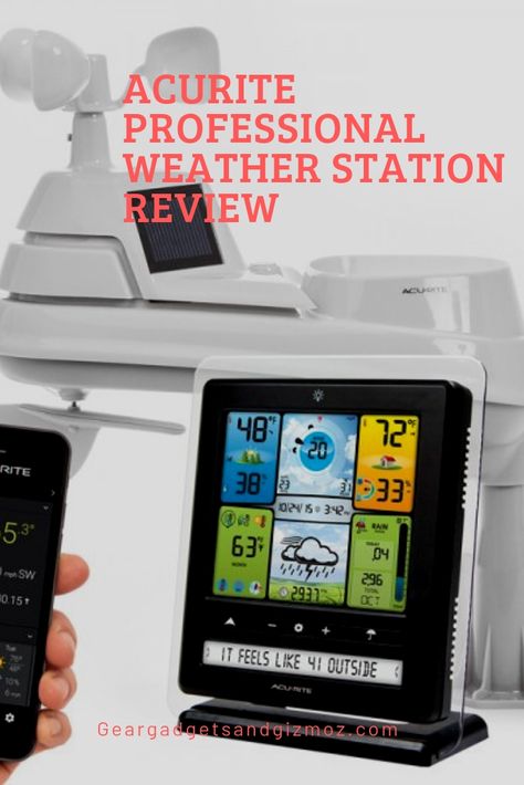 AcuRite 01024 Professional Weather Station Review. This AcuRite 01024 Pro Weather Station review will help you decide if it is the weather station you need for your home or office. It has impressive abilities that can provide reliable weather predictions despite its modest price.  #weatherstationwireless Weather Predictions, Tools And Toys, Tech Toys, Waterproof Speaker, Weather Station, Weather Conditions, Cool Gadgets, Gadgets, Track