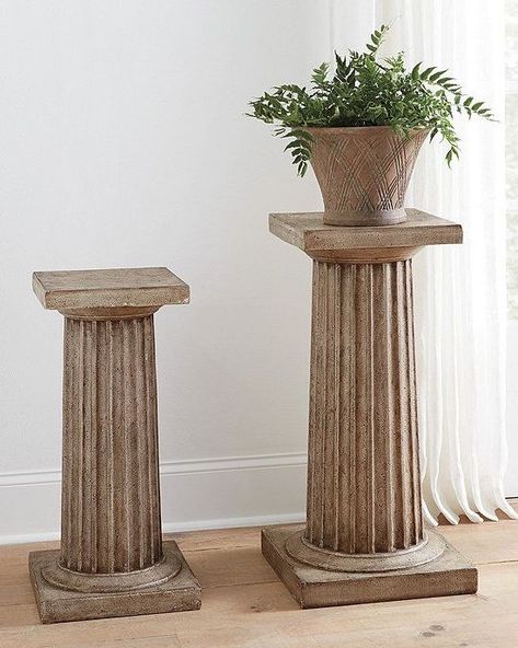 Column Decor, Plant Pedestal, Modern Column, Greek Columns, Plant Stands Outdoor, Bunny Williams, Fiberglass Resin, Outdoor Mirror, Best Indoor Plants