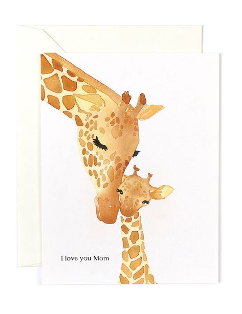 Giraffe Card, 심플한 그림, Afrique Art, Giraffe Art, Mom Cards, I Love You Mom, Watercolor Illustrations, A2 Size, Boxed Set