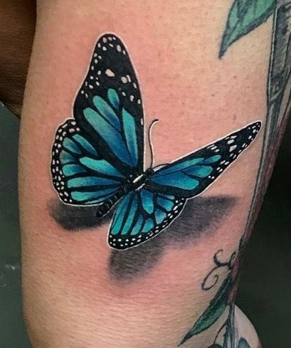 Beautiful Butterfly Tattoos, Lisa Tattoo, Realistic Butterfly Tattoo, Purple Butterfly Tattoo, Tatoo 3d, Blue Butterfly Tattoo, 3d Butterfly Tattoo, Most Beautiful Butterfly, Couples Rings