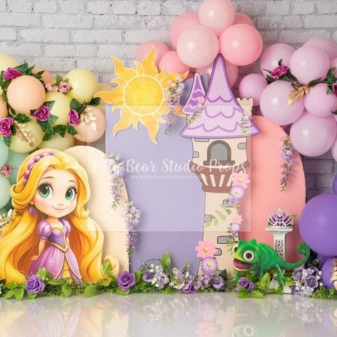 Tangled Tower, Tangled Birthday Party, Rapunzel Birthday Party, Princess Birthday Party Decorations, Tangled Birthday, Tangled Party, Disney Princess Artwork, Birthday Party Theme Decorations, Matte Fabric