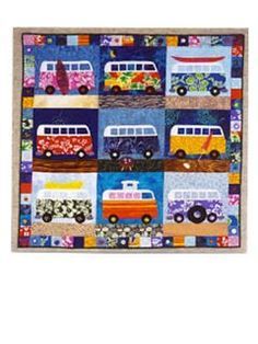 Pattern - Another Day in Paradise Caravan Quilt Free Pattern, Vw Bus Quilt Pattern, Camping Quilt, Another Day In Paradise, Sewing Appliques, Sampler Quilts, Picture Quilts, Girls Quilts, Remember When