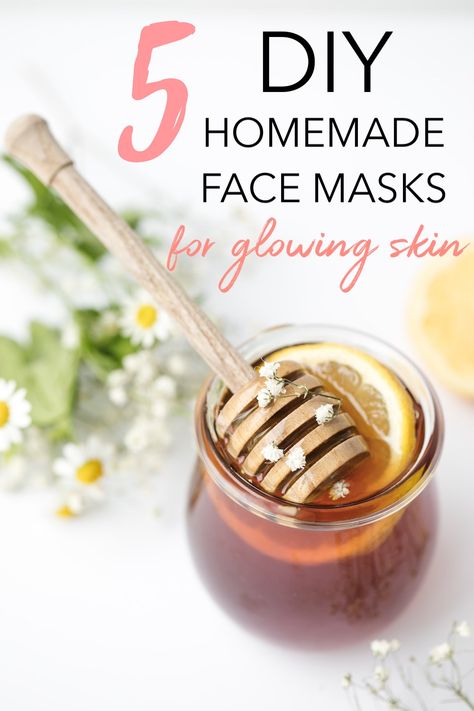 Get glowing skin with these simple homemade face masks that you can whip up quickly! They are all-natural and so much cheaper than store-bought options! #homefacemask #glowingskin #diyfacemask #homemadefacemask Diy Facial Mask, Homemade Beauty Recipes, Honey Face Mask, Glowing Skin Mask, Get Glowing Skin, Ginger Smoothie, Natural Face Mask, At Home Face Mask, Brown Spots On Face