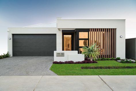 Elevation Inspirations – See Our Huge Range Of Front Elevations Coastal Home Exterior, Land Scaping, Residential Entrance, Diy Garden Decor Projects, Single Storey House Plans, Modern Coastal Home, Australia House, Modern House Facades, Home Owners