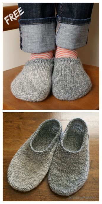 Knit Basic Sock Slippers Free Knitting Patterns - Knitting Pattern Socks Free Knitting Pattern, Nordic Knitting, Knit Slippers Free Pattern, Knitted Slippers Pattern, Chunky Knitting Patterns, Vogue Knitting, Quick Knits, Sock Knitting Patterns, Slippers Pattern