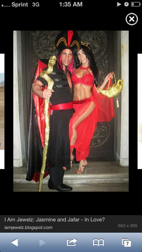 Jazmine Jasmine And Jafar, Jafar Costume, Jasmine Halloween Costume, Aladdin Costume, Princess Jasmine Costume, Halloween Parejas, Red Costume, Diy Halloween Costumes For Kids, Diy Costume