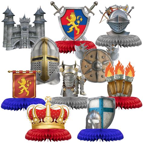 PRICES MAY VARY. What You Will Get: you will receive 10 pieces of medieval party decorations, including torch, armor, knight helmet, castle and other patterns; The sufficient quantity and various styles to meet your party decoration needs Medieval Theme: the printing of these knight birthday party supplies is clear and vivid; They are related to the theme of medieval knight, which can create a full medieval knight style for you Suitable Scenes: these medieval knight party supplies are suitable f Medieval Table, Kids Party Centerpieces, Knight Birthday, Knight Birthday Party, Prince Birthday Party, Knight Party, Medieval Decor, Medieval Party, Castle Decor