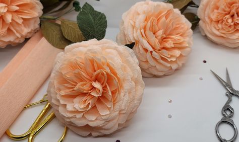 Large Crepe Paper Wall Flower Crepe Paper Rosettes, David Austin Rose, Crepe Paper Flower, Making Fabric Flowers, Floral Creations, Austin Rose, Paper Rosettes, Paper Peonies, Rose Tutorial